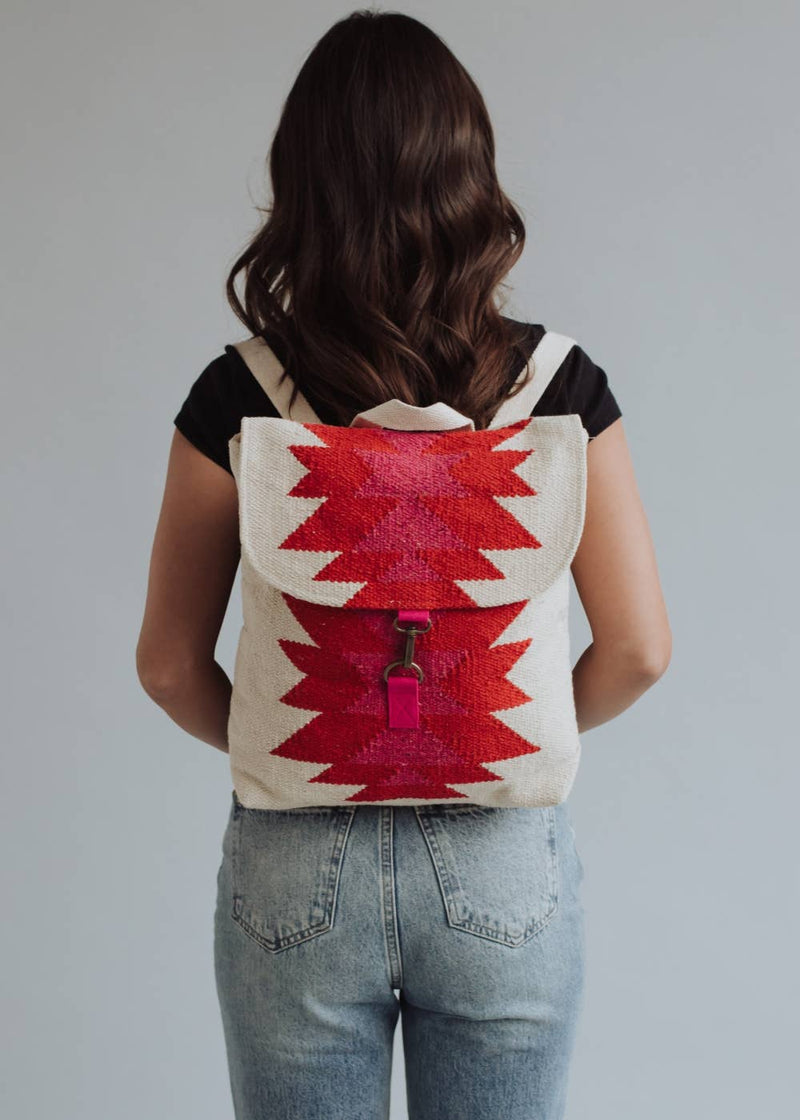 Handwoven Diamond Medallion Backpack