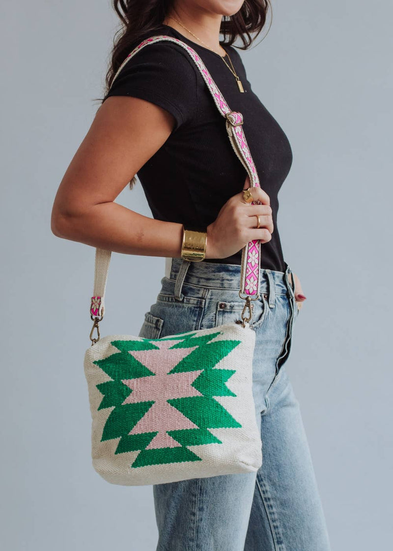 Handwoven Diamond Medallion Crossbody Bag