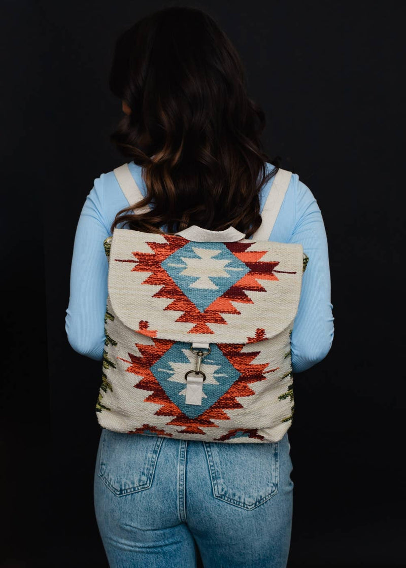 Handwoven Diamond Medallion Backpack