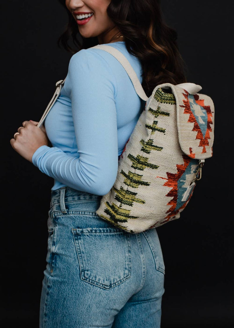 Handwoven Diamond Medallion Backpack