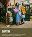 Three people holding bags with 'Bantry' branding, set against a green door and plant background. 'Ori London' is mentioned.