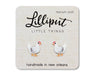 Chicken-shaped earrings on a Lilliput Little Things branded card.