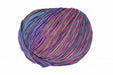 Multicolored skein of yarn on a white background