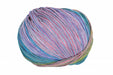 Multicolored skein of yarn on a white background