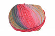 Multicolored skein of yarn on a white background