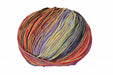 Multicolored skein of yarn on a white background