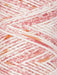 Close-up of multicolored yarn with pink, orange, and white hues.