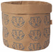 Brown fabric basket with tiger pattern on a white background