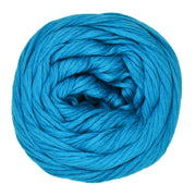 Blue yarn ball on a white background