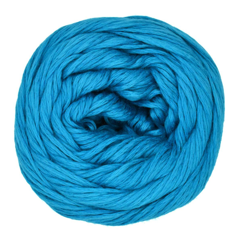 Blue yarn ball on a white background