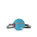Blue round waist bag with gray strap on a white background