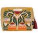 Decorative pouch with floral design and tassel on a white background