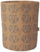 Brown paper bag with blue tiger face pattern on a kraft background