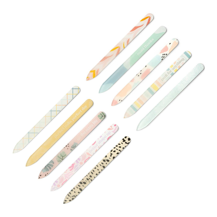 Set of colorful nail files on a white background