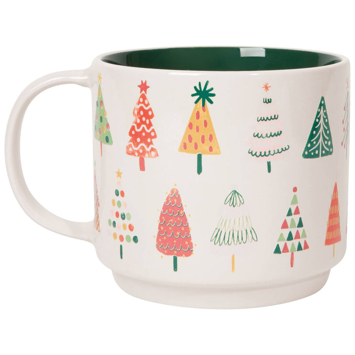 Mug with Christmas tree pattern on a white background