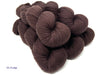 Brown yarn skeins on a white background