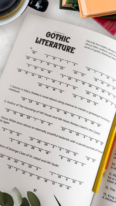 Sheet of paper with text on a surface with books and a cup in the background